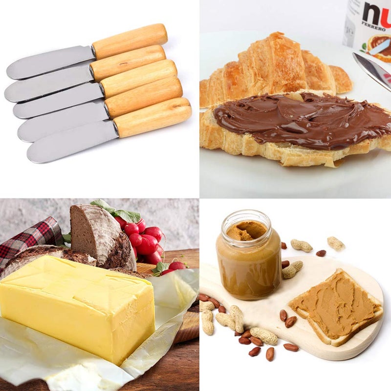 SourceTon 10-Pack Wood Handle Butter Spreader, 4 Inch, Sandwich Cream Cheese Condiment Knives with Ergonomic Handle - Image 4